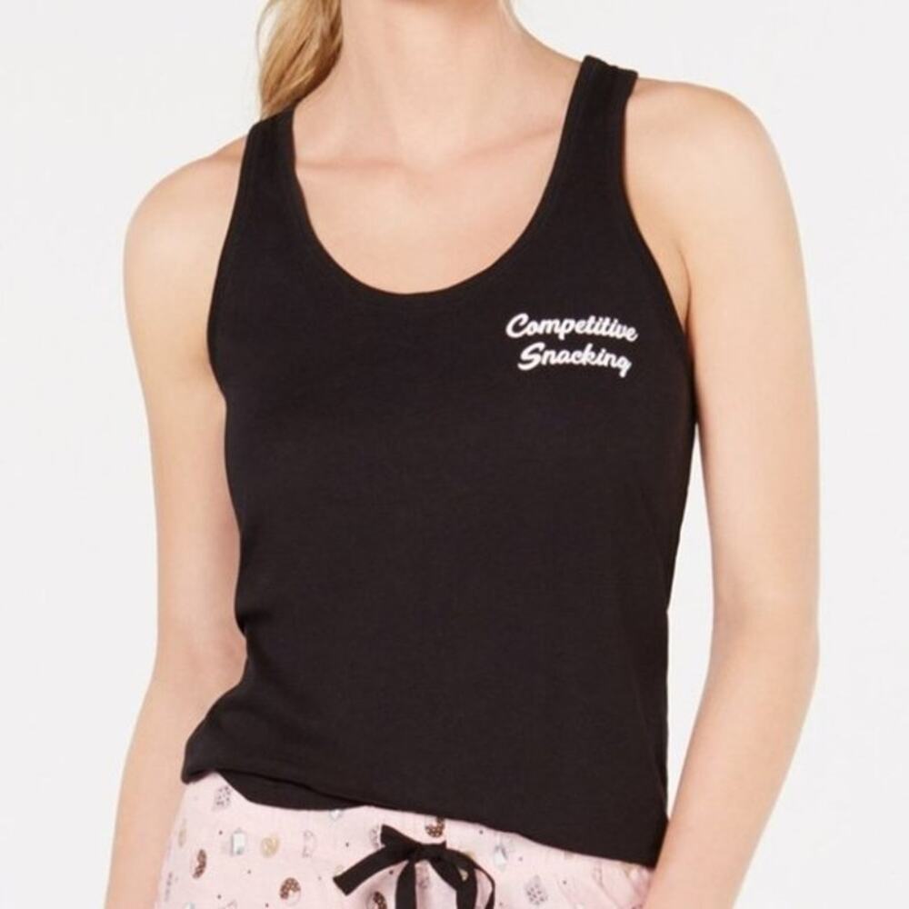 NWT Jenni Intimates Black Competitive Snacking Pajama Tank Top Women's Size XS